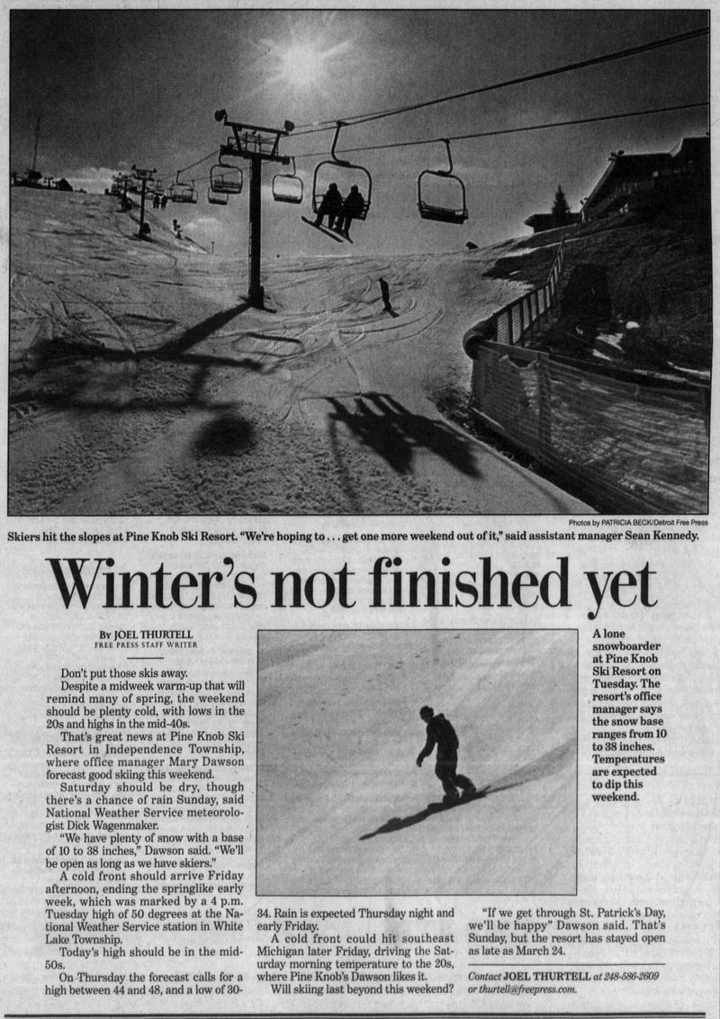 Pine Knob Ski and Snowboard Resort - 2002 Article